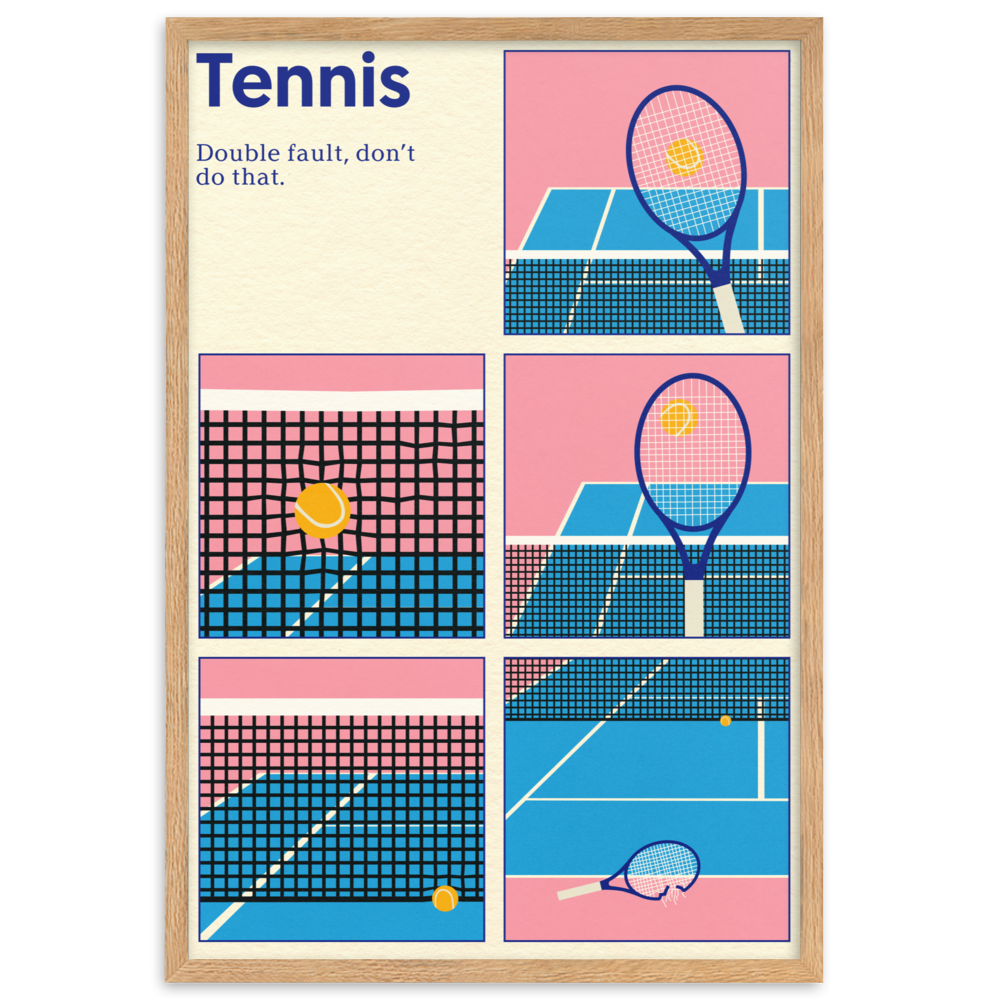 Framed Poster Art Print Illustration – Tennis Double Fault