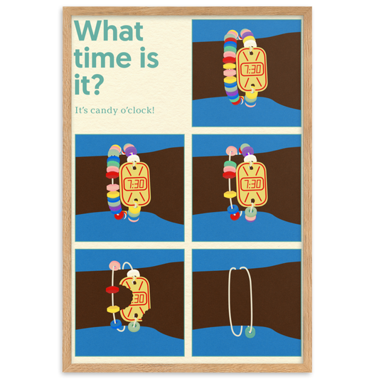 Framed Poster Art Print Illustration – Candy Clock