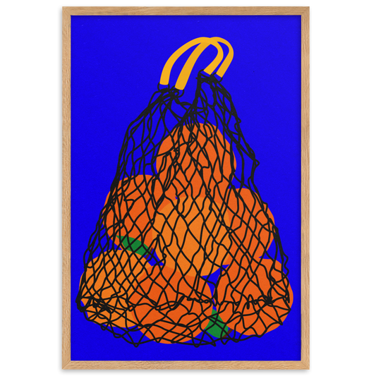 Framed Fine Art Print – Oranges In A Net Bag