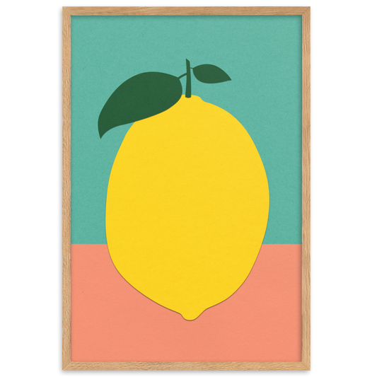 Framed Fine Art Print – Lemon With Two Leaves
