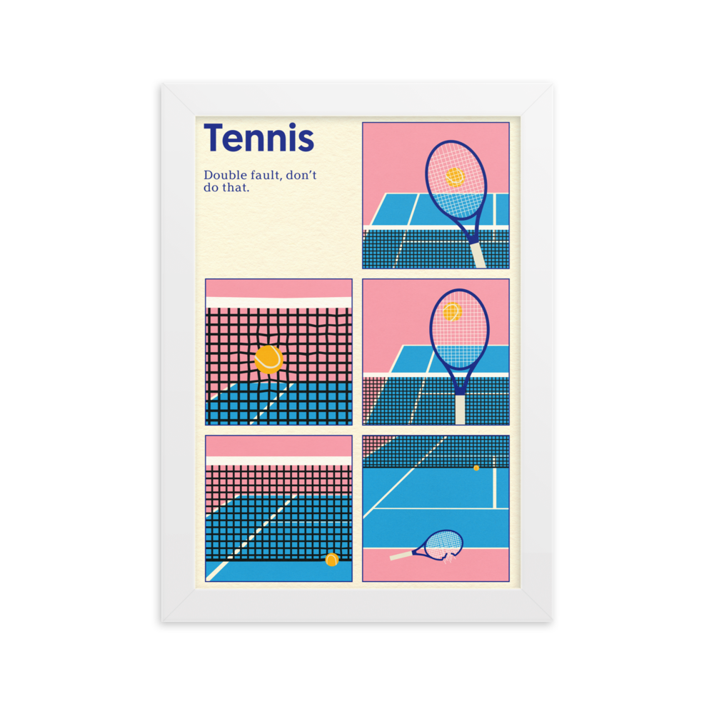 Framed Poster Art Print Illustration – Tennis Double Fault