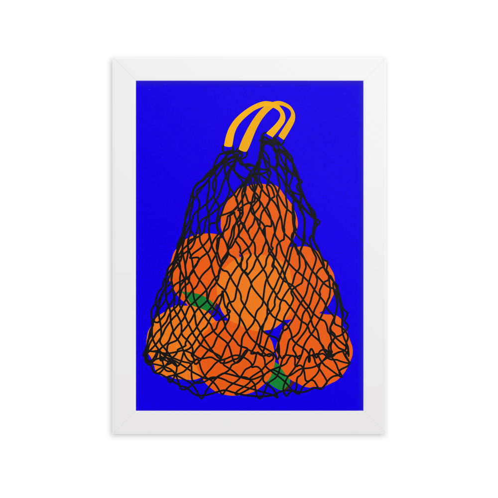 Framed Fine Art Print – Oranges In A Net Bag
