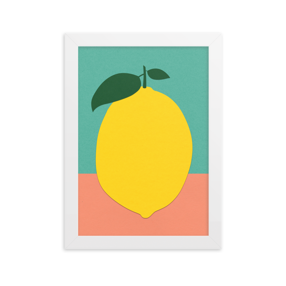Framed Fine Art Print – Lemon With Two Leaves