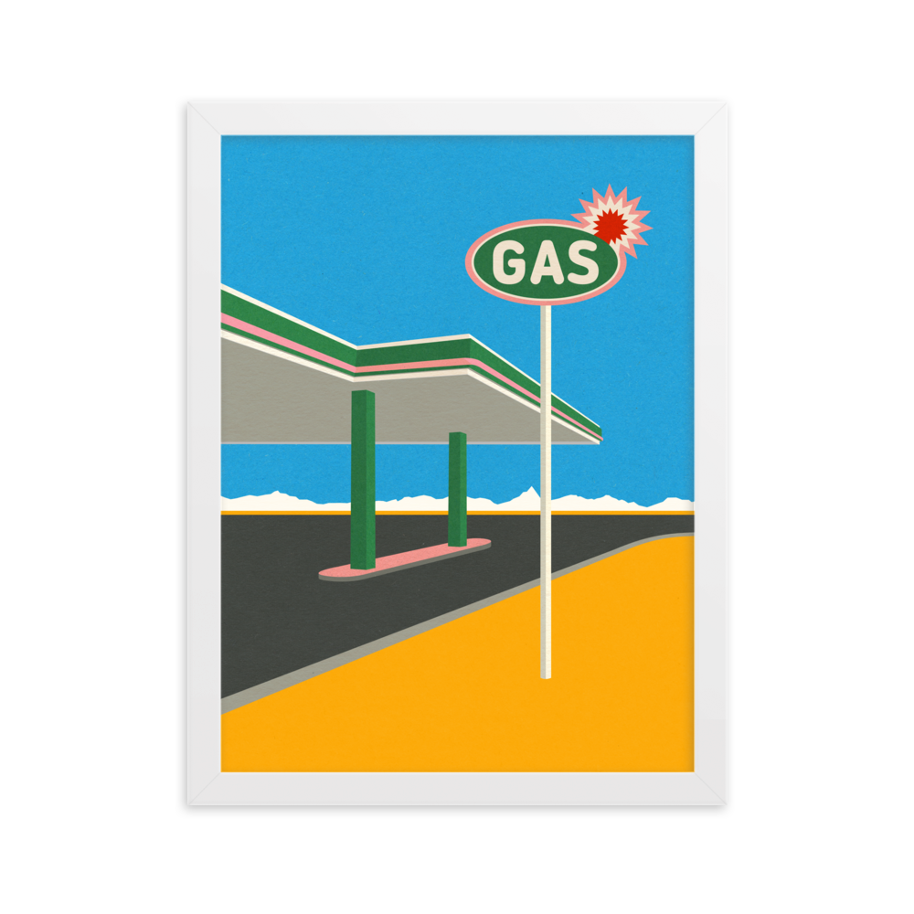 Framed Poster Art Print Illustration – Spark Gas Station