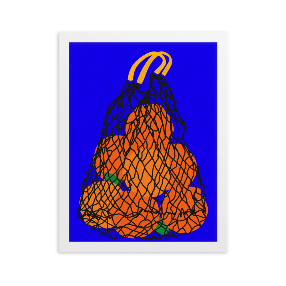 Framed Fine Art Print – Oranges In A Net Bag