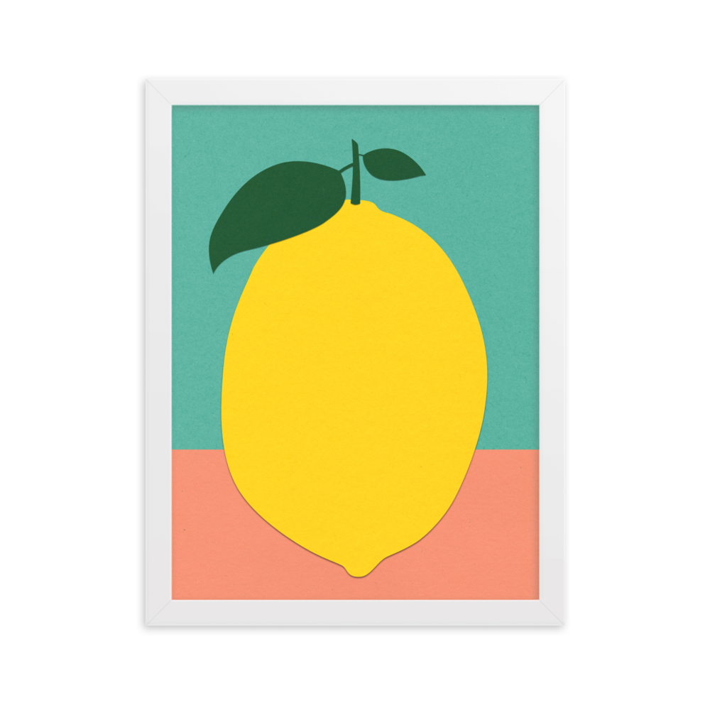 Framed Fine Art Print – Lemon With Two Leaves