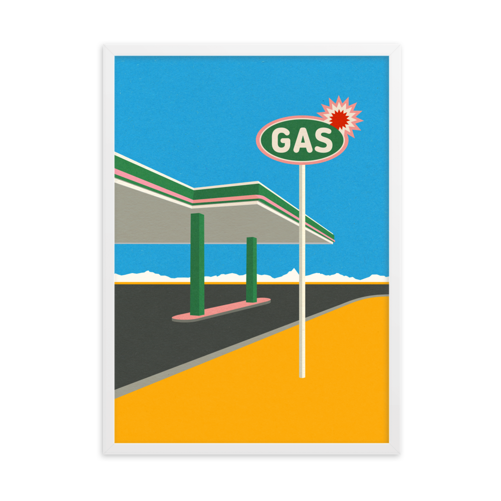 Framed Poster Art Print Illustration – Spark Gas Station
