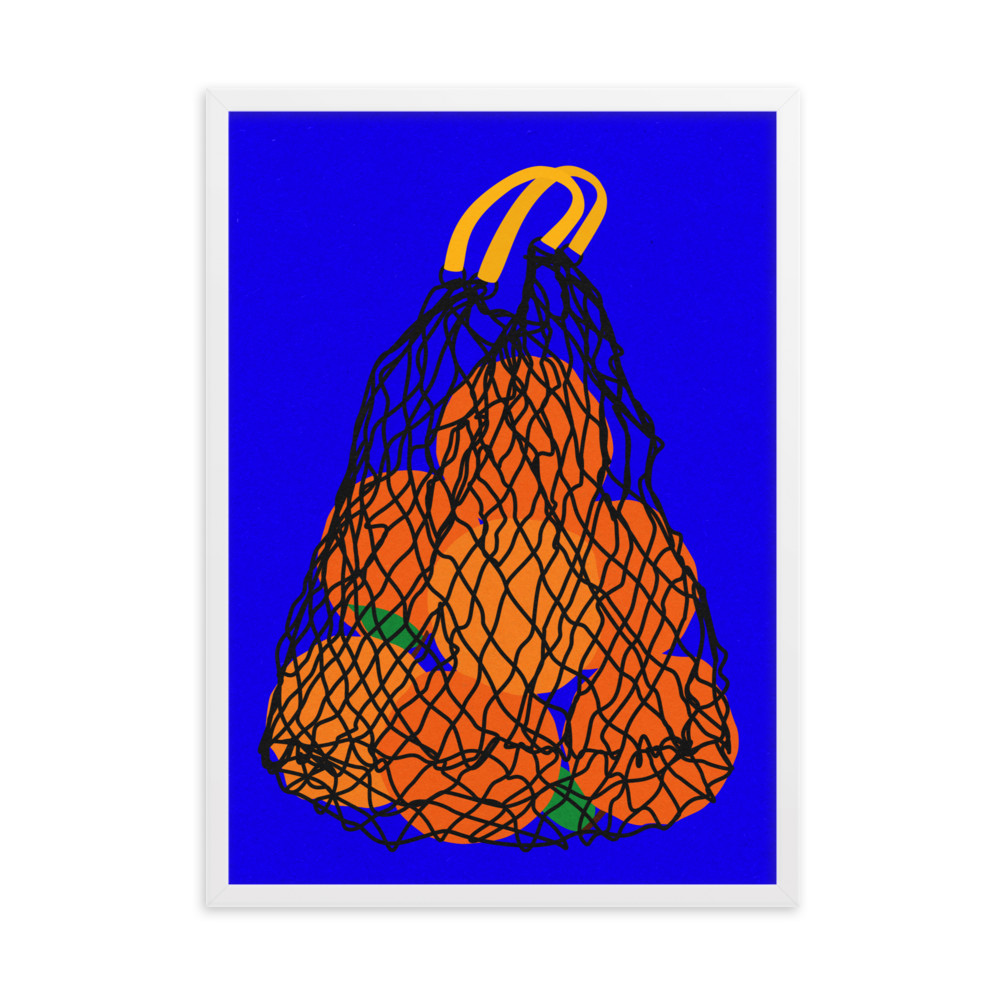 Framed Fine Art Print – Oranges In A Net Bag