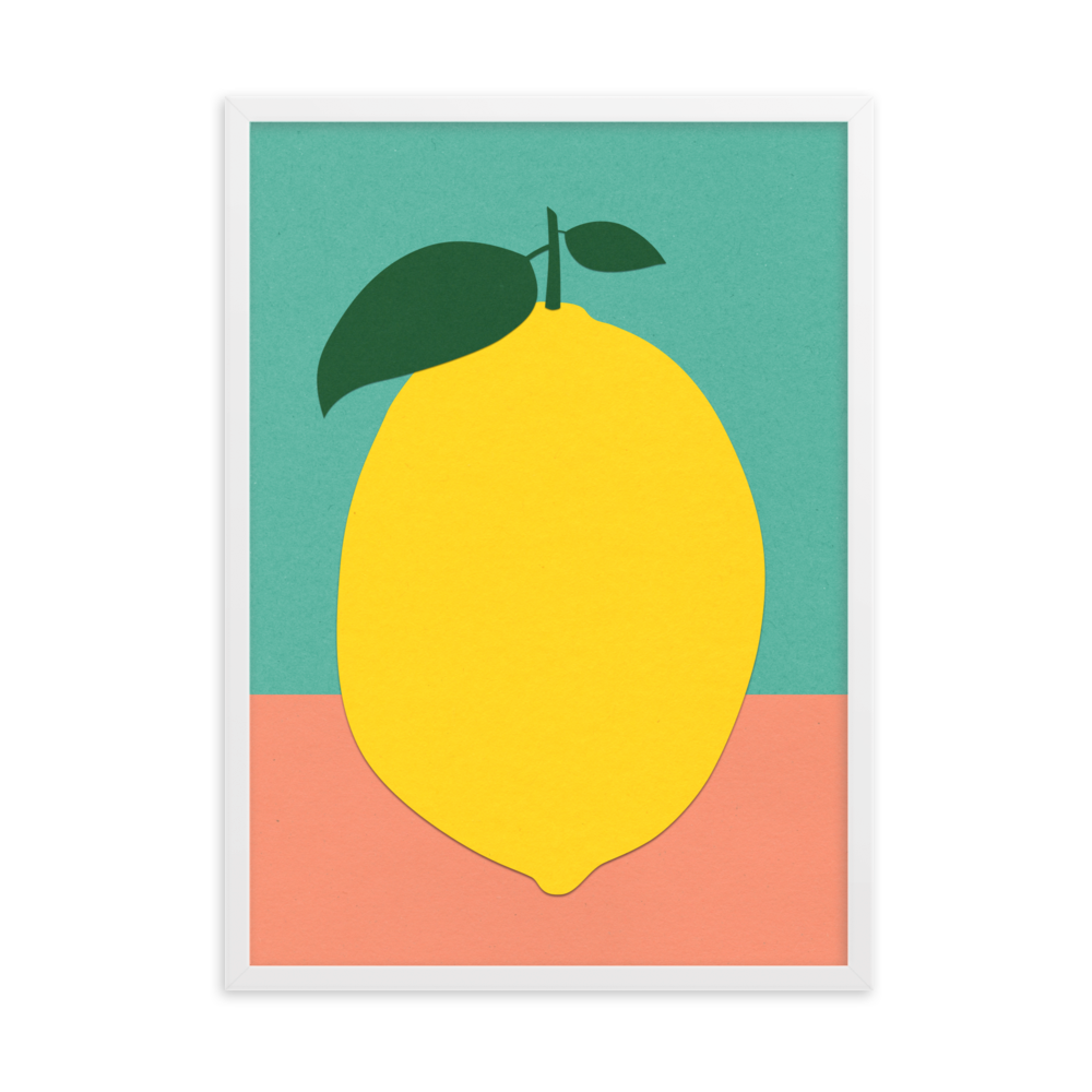 Framed Fine Art Print – Lemon With Two Leaves