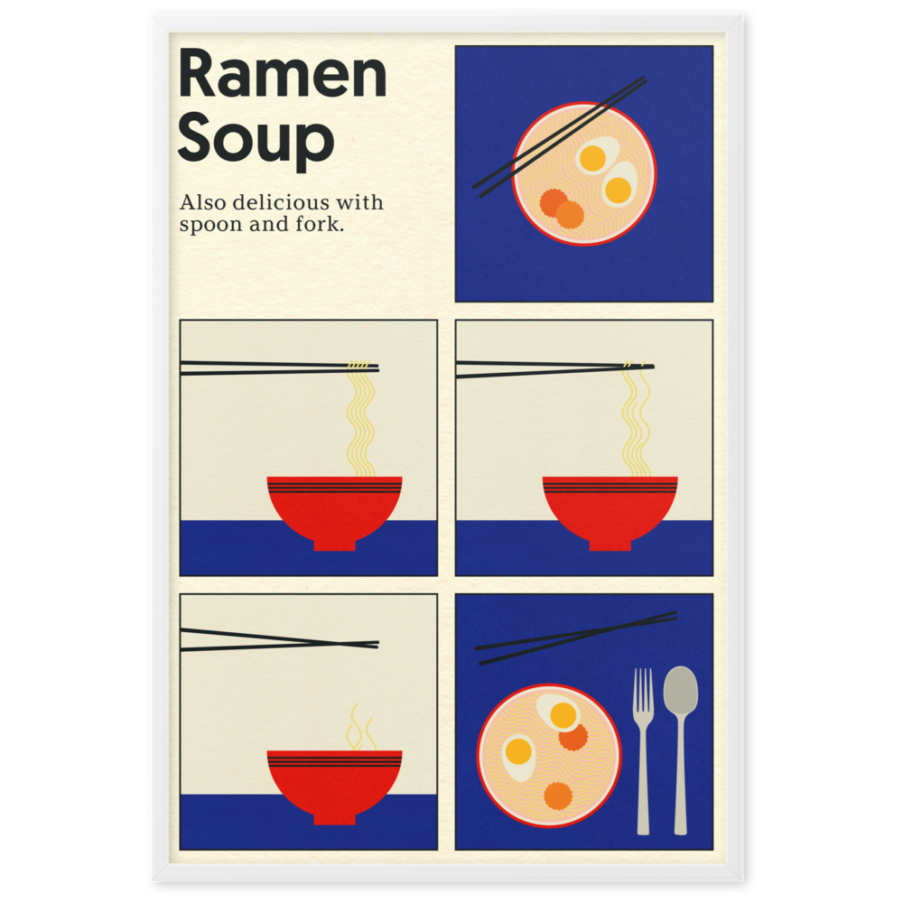 Framed Poster Art Print Illustration – Ramen Soup