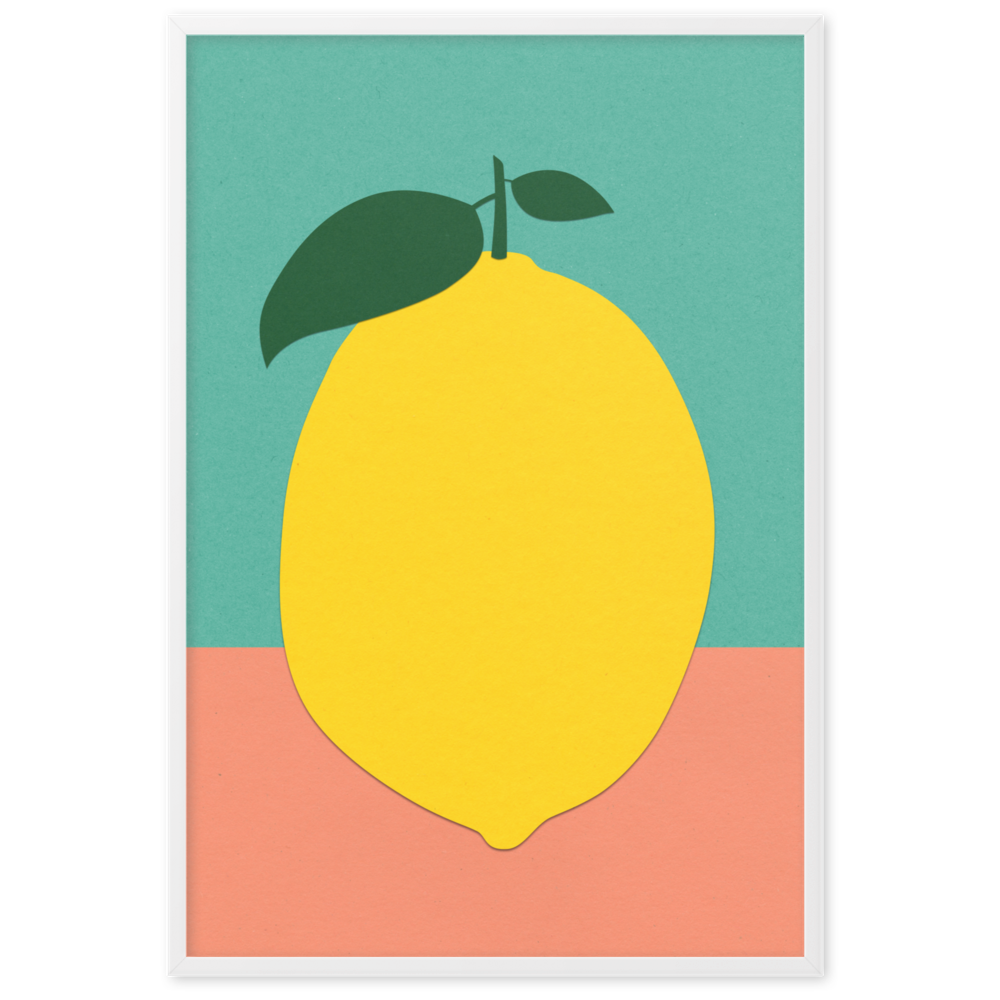 Framed Fine Art Print – Lemon With Two Leaves