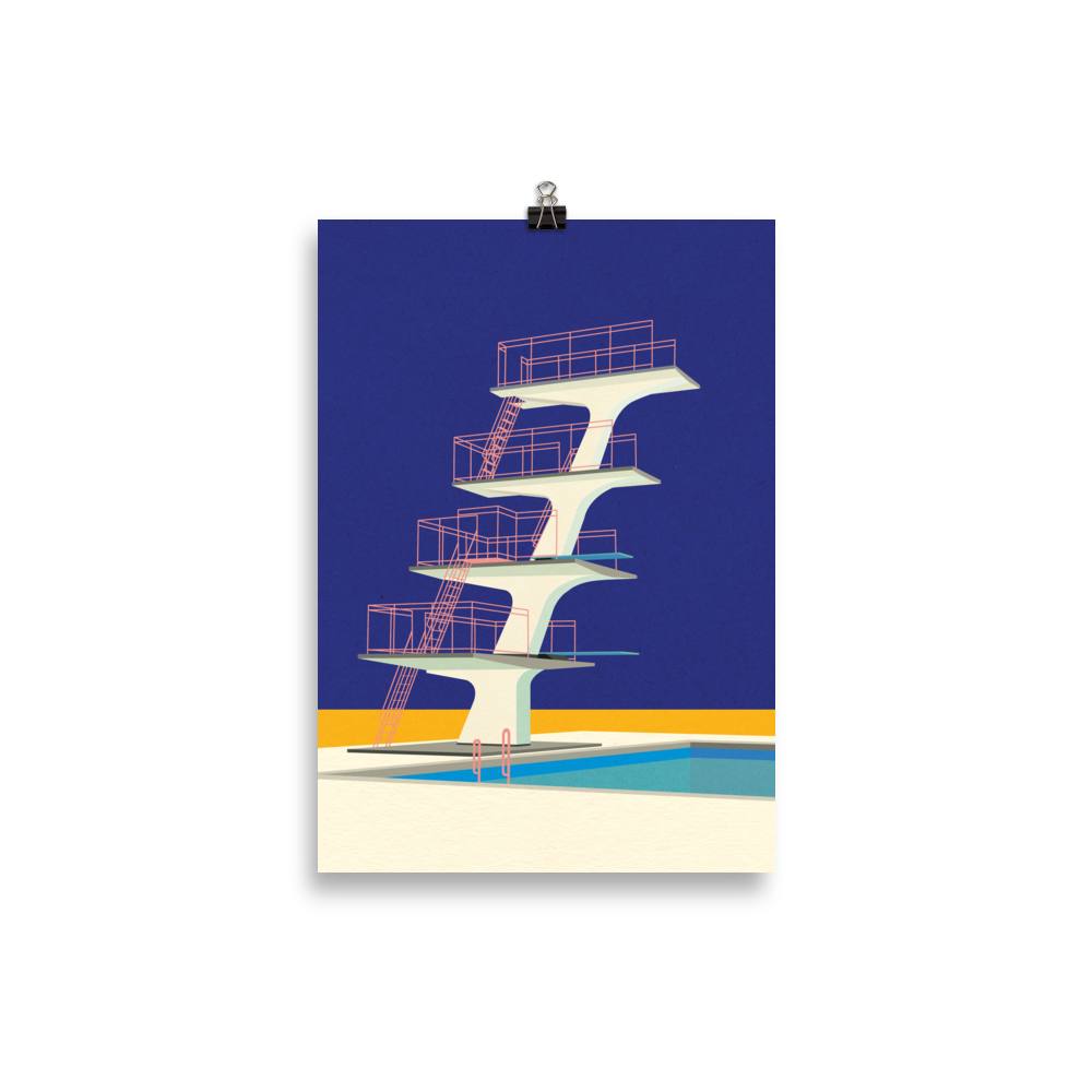 Poster Art Print Illustration – Diving Tower