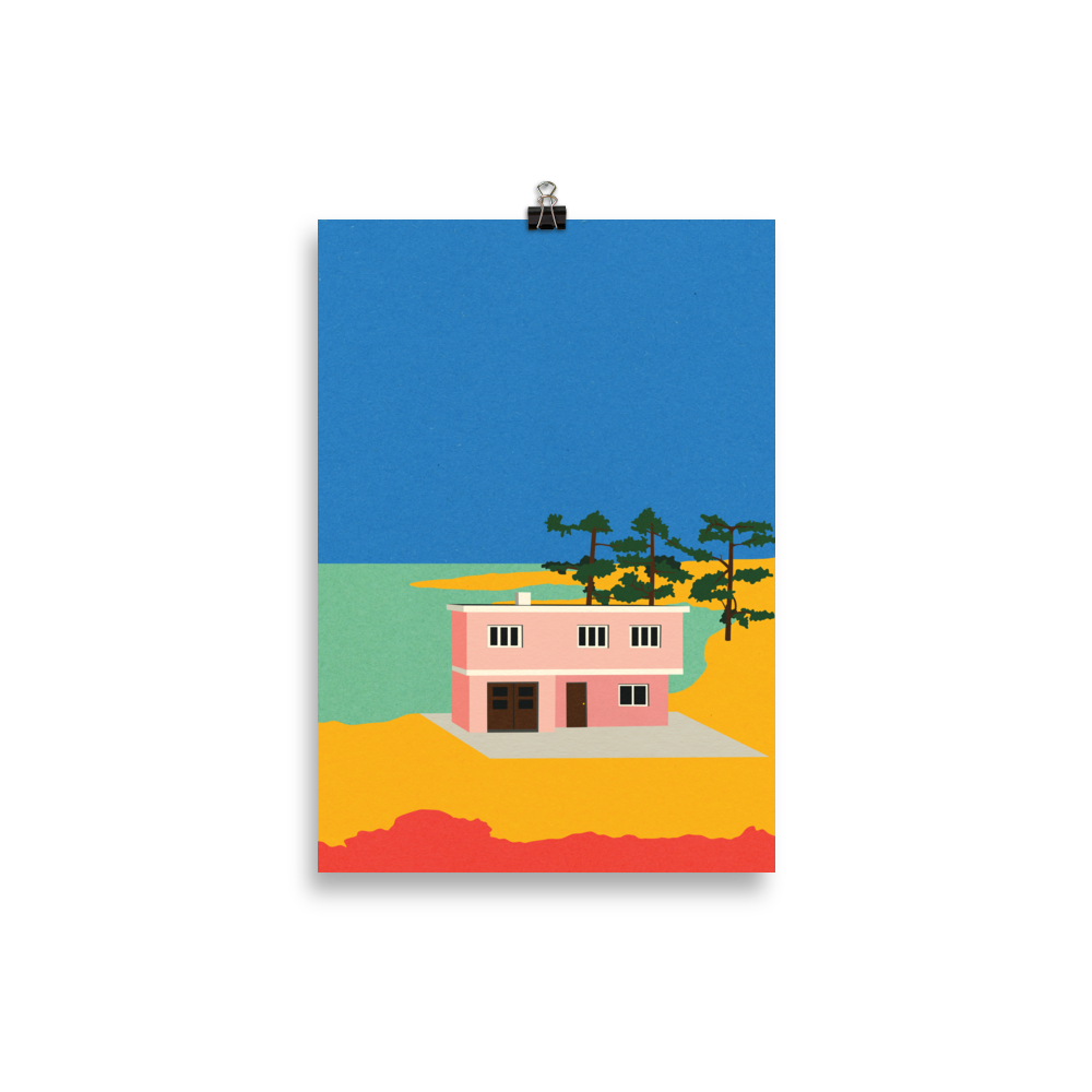 Poster Art Print Illustration – Modern House By The Sea