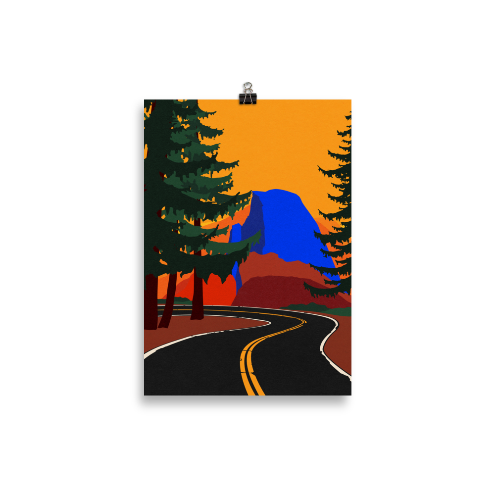Poster Art Print Illustration – Glacier Point Road with Half Dome
