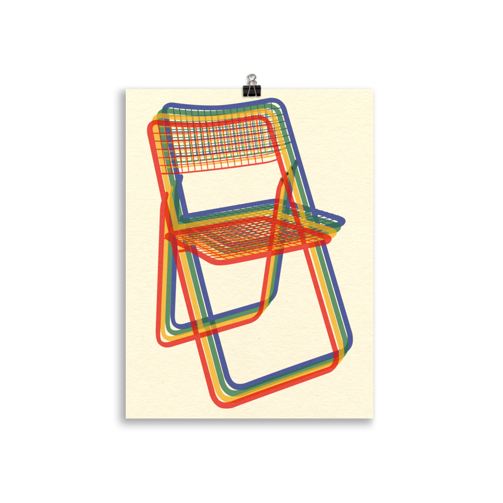 Poster Art Print Illustration – Ted Net Chair Rainbow