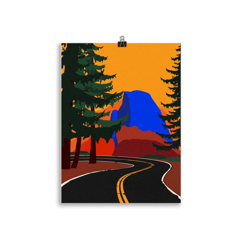 Poster Art Print Illustration – Glacier Point Road with Half Dome