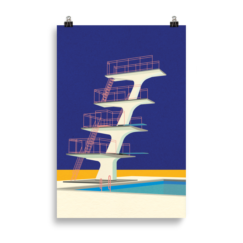 Poster Art Print Illustration – Diving Tower