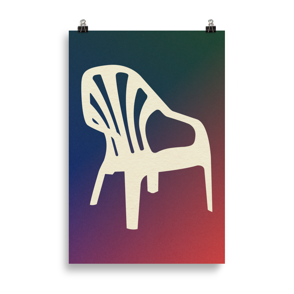 Poster Art Print Illustration – Monobloc Plastic Chair in Space