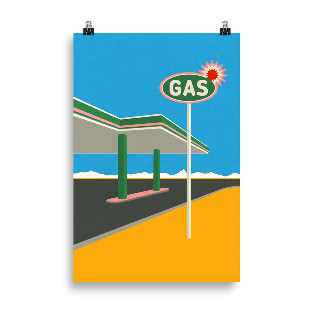 Poster Art Print Illustration – Spark Gas Station