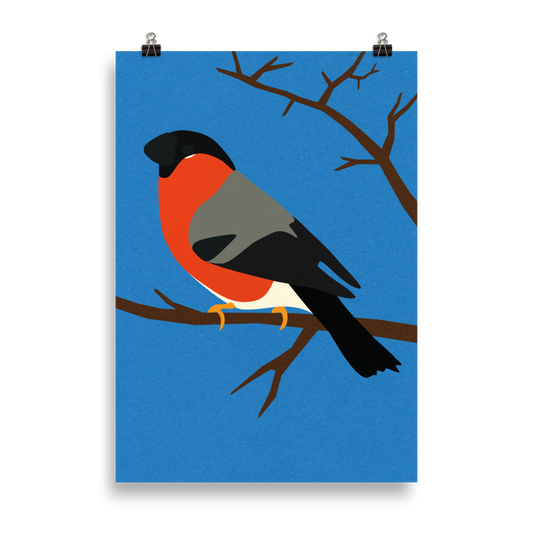 Poster Art Print Illustration – Bullfinch On A Tree