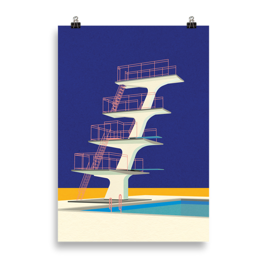 Poster Art Print Illustration – Diving Tower