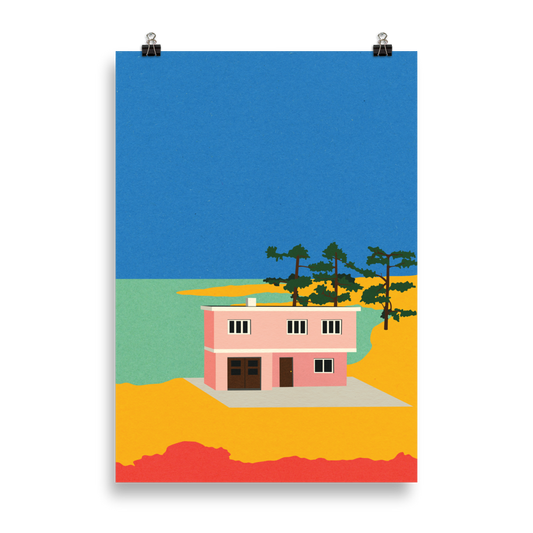 Poster Art Print Illustration – Modern House By The Sea