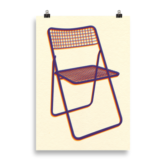 Poster Art Print Illustration – Ted Net Chair Blue Red Yellow