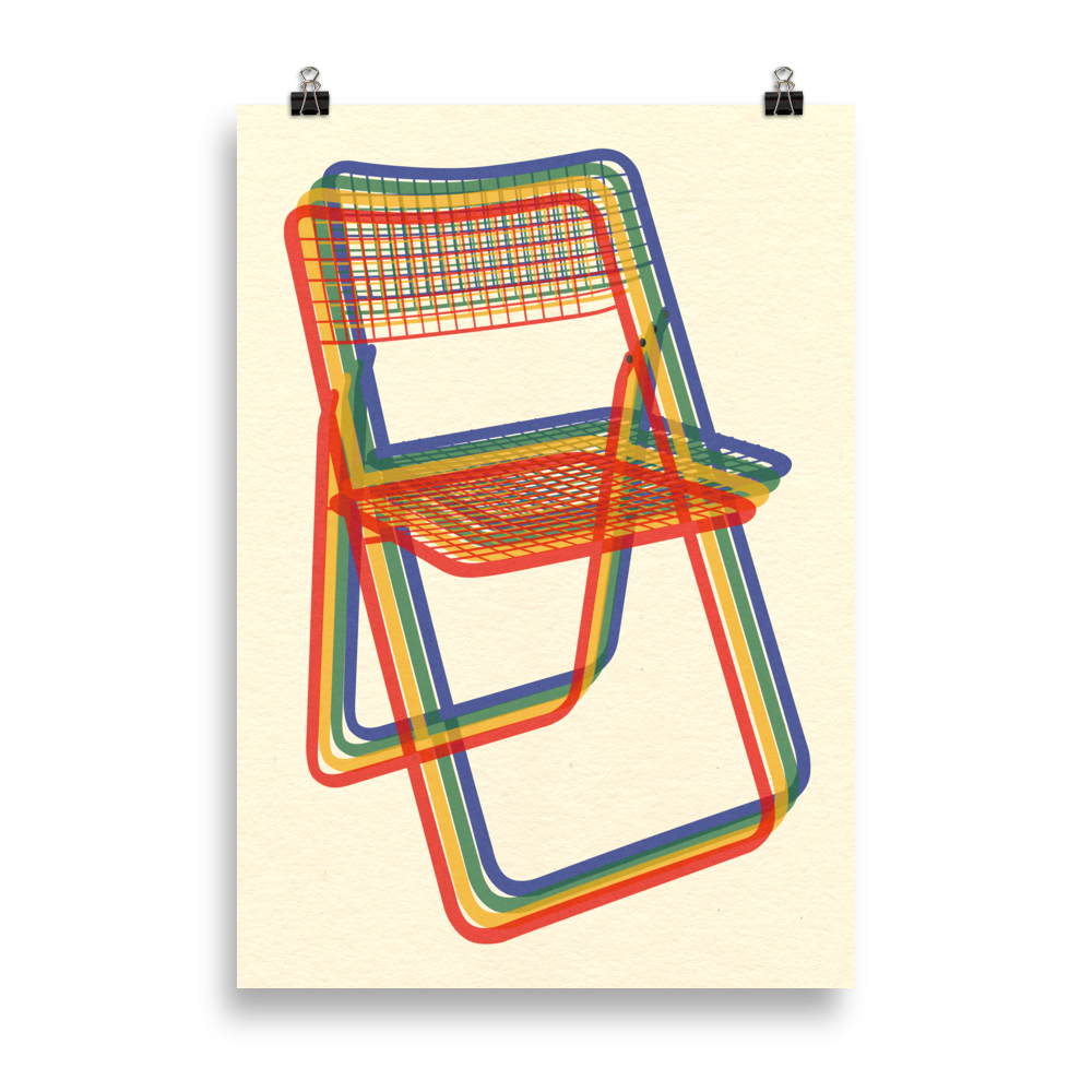 Poster Art Print Illustration – Ted Net Chair Rainbow