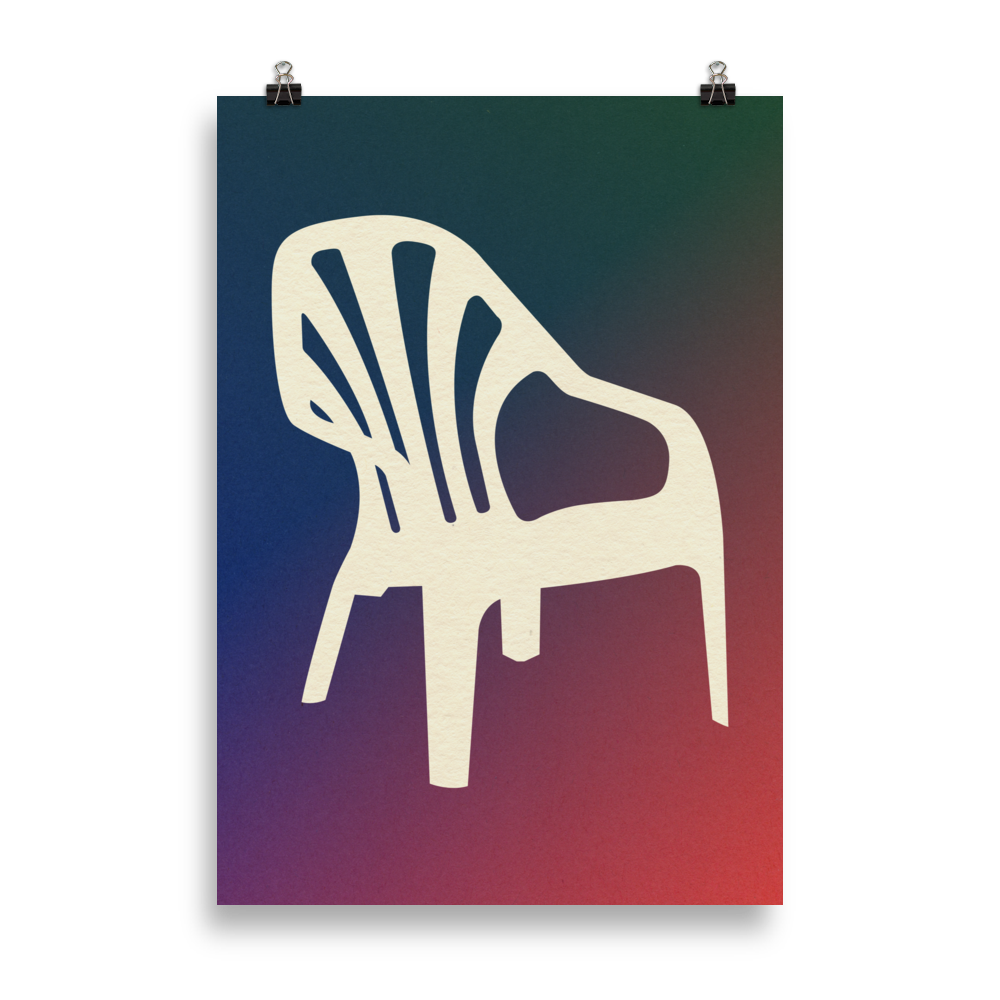 Poster Art Print Illustration – Monobloc Plastic Chair in Space