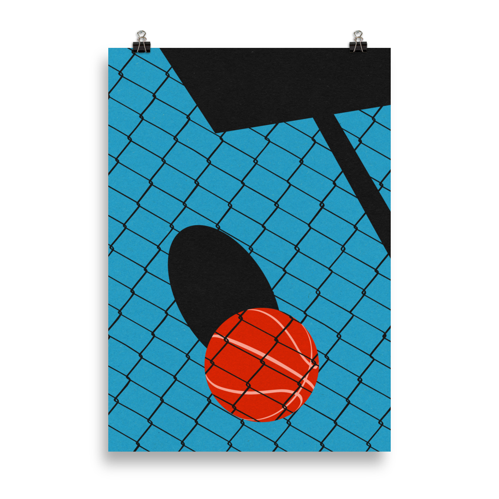 Poster Art Print Illustration – Backyard Basketball Court