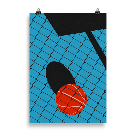 Poster Art Print Illustration – Backyard Basketball Court