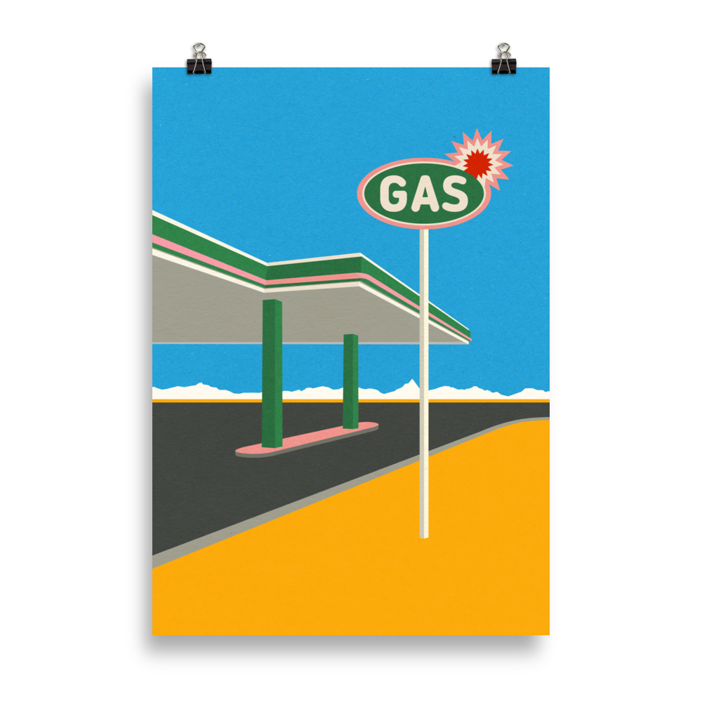 Poster Art Print Illustration – Spark Gas Station