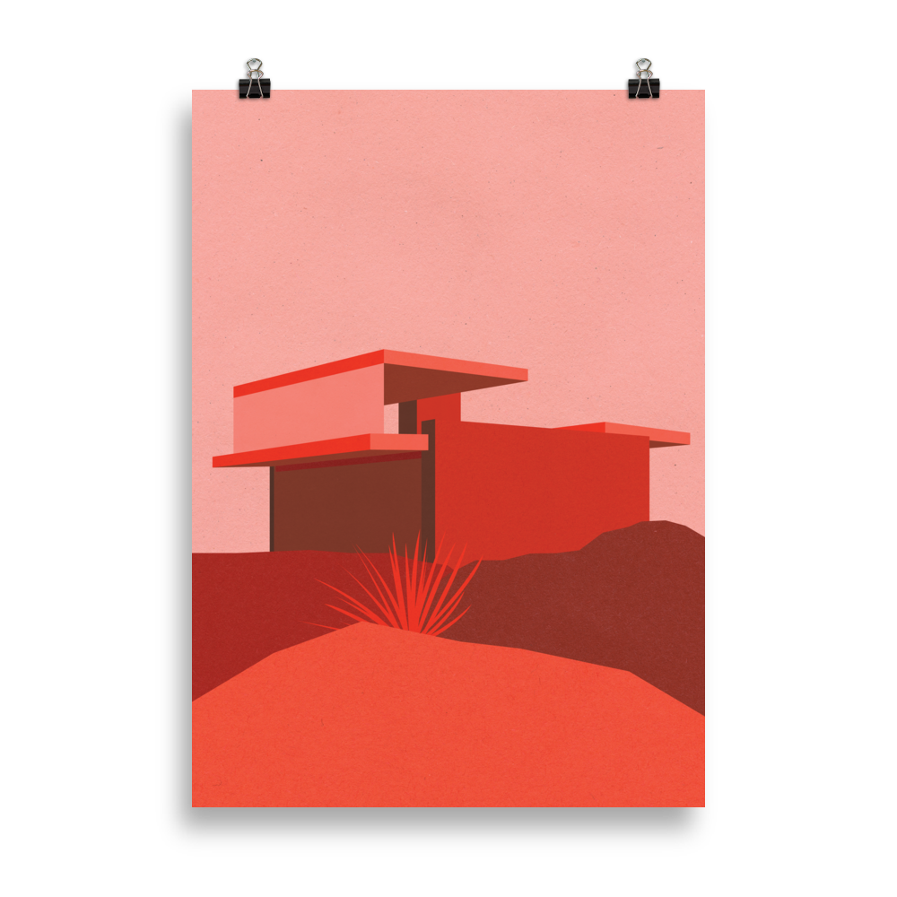Poster Art Print Illustration – Kaufmann Desert House Red Edition