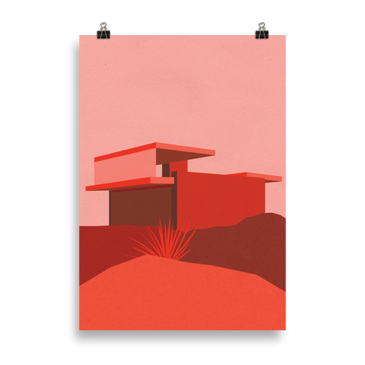 Poster Art Print Illustration – Kaufmann Desert House Red Edition