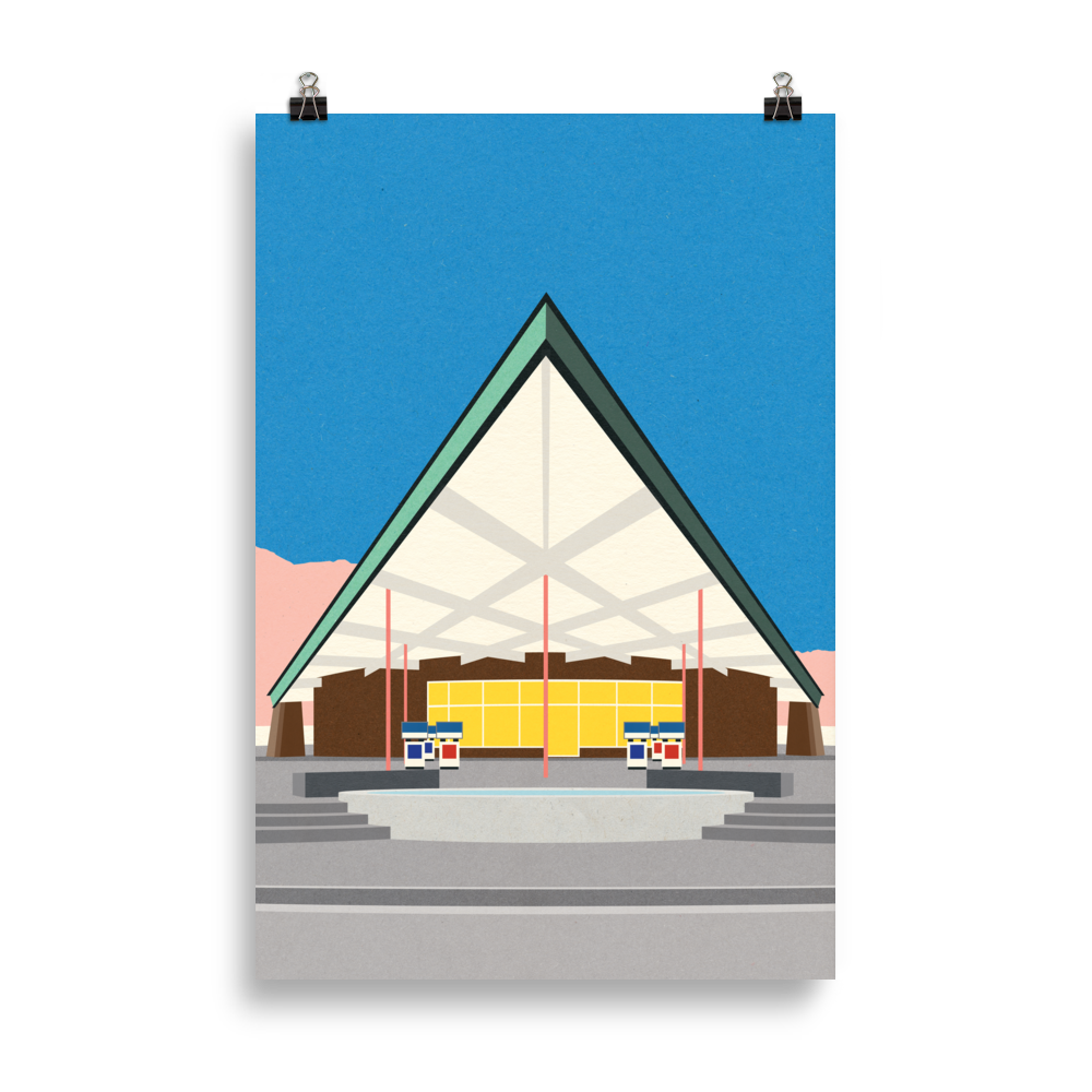 Poster Art Print Illustration – Albert Frey Tramway Gas Station Palm Springs