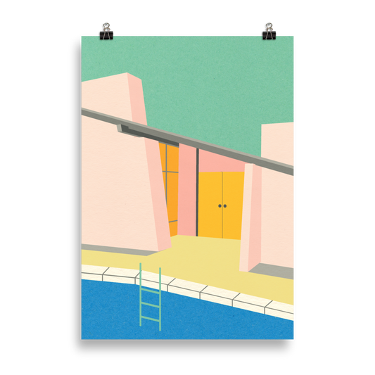 Poster Art Print Illustration – Mid Century Pool House