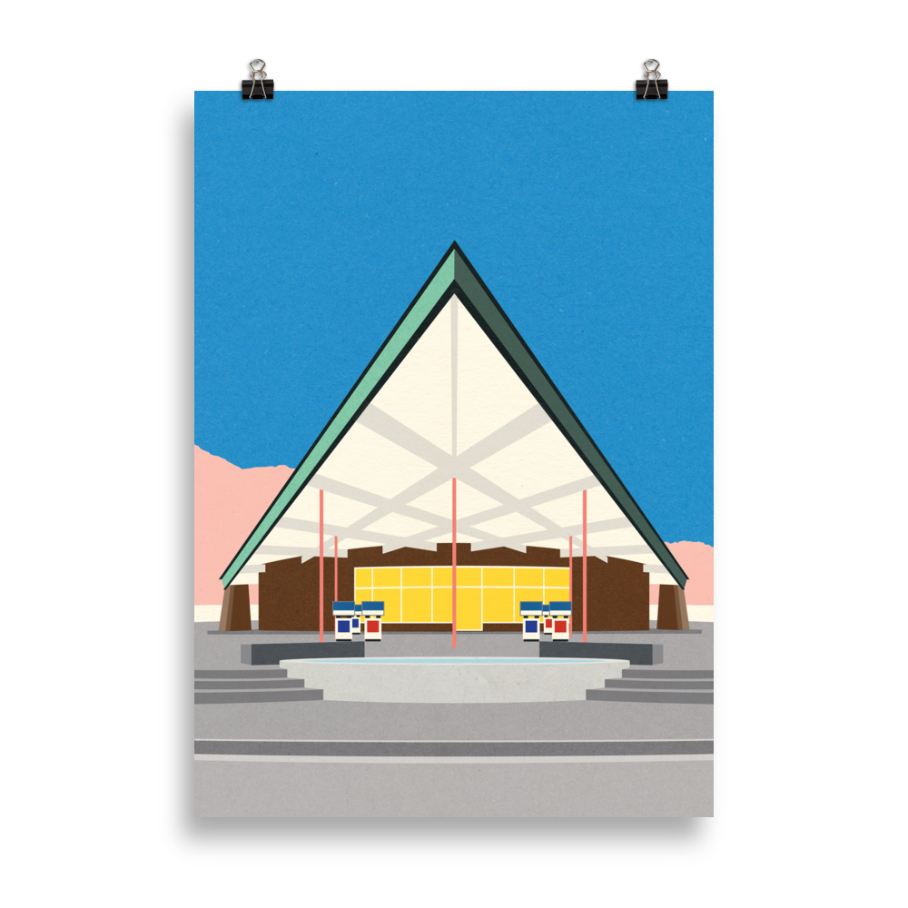 Poster Art Print Illustration – Albert Frey Tramway Gas Station Palm Springs