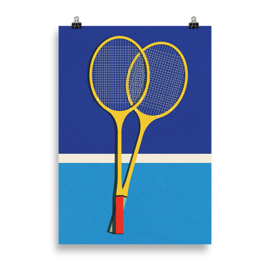 Poster Art Print Illustration – Wooden Badminton Rackets