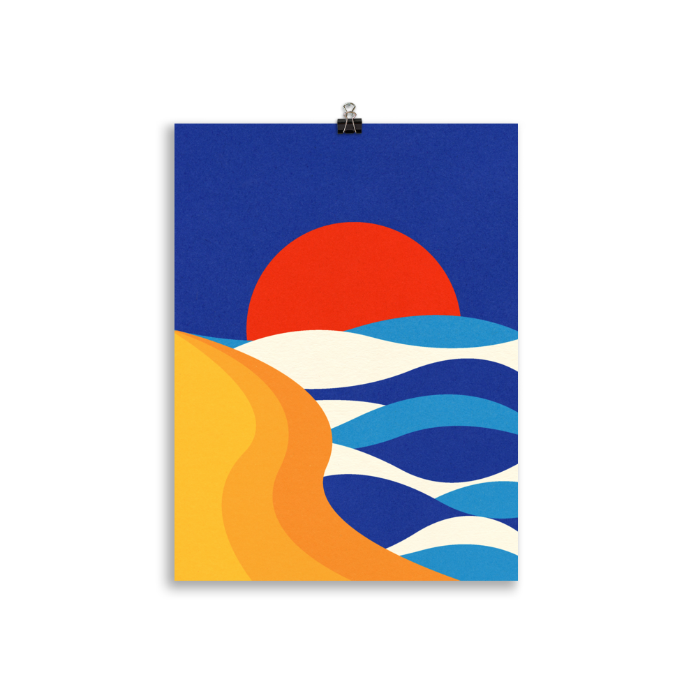 Poster Art Print Illustration – Sunset At The Beach