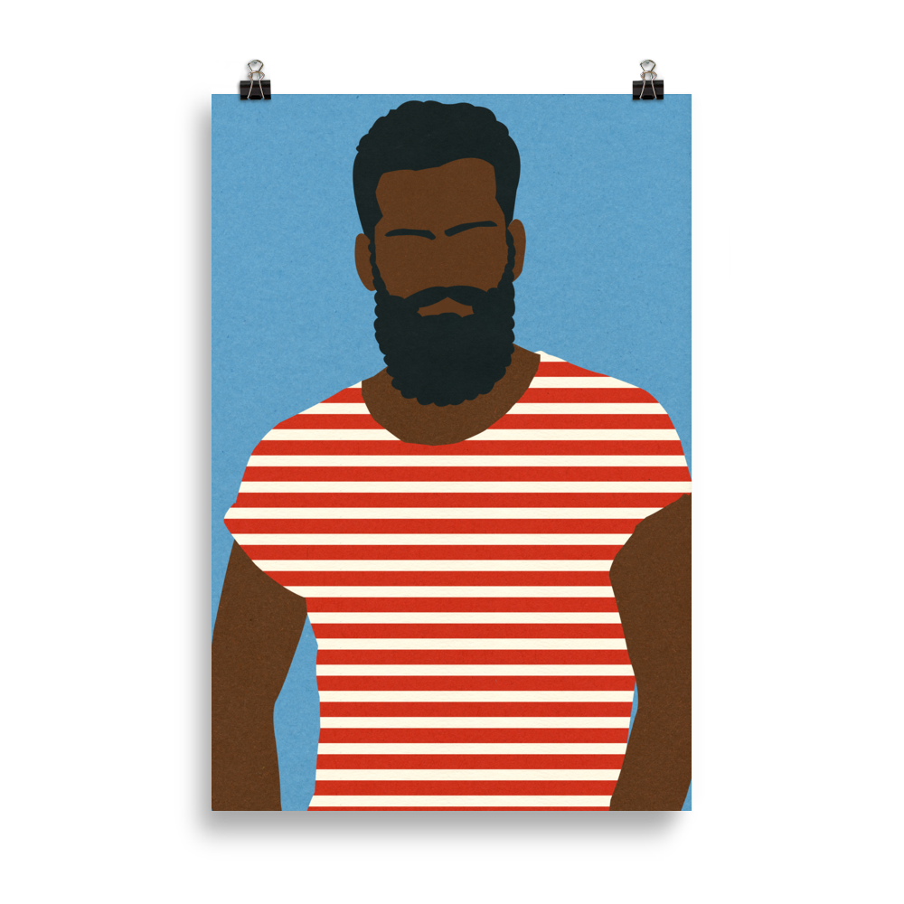 Poster Art Print Illustration – Man With Striped Shirt
