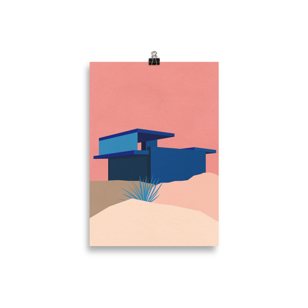Poster Art Print Illustration – Kaufmann Desert House Palm Springs Blue - Rosé