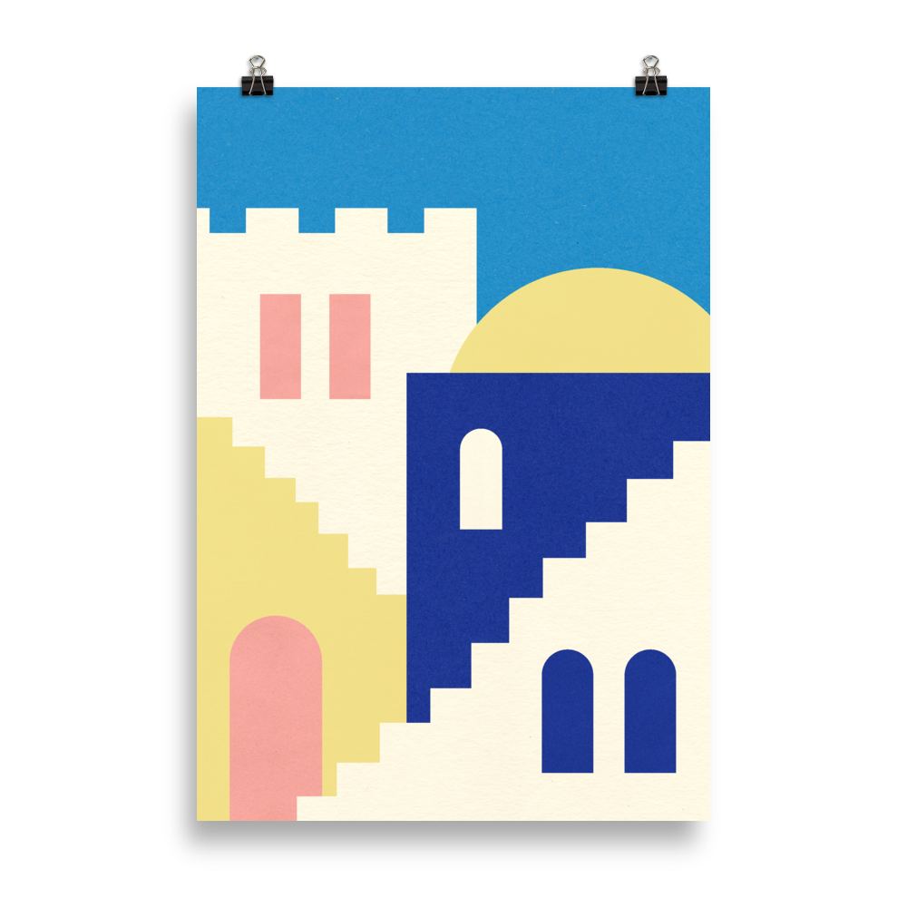 Poster Art Print Illustration – Houses And Stairs Of Rabat