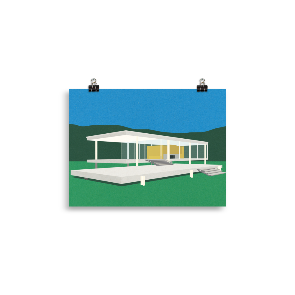 Poster Art Print Illustration – Ludwig Mies van der Rohe Farnsworth House