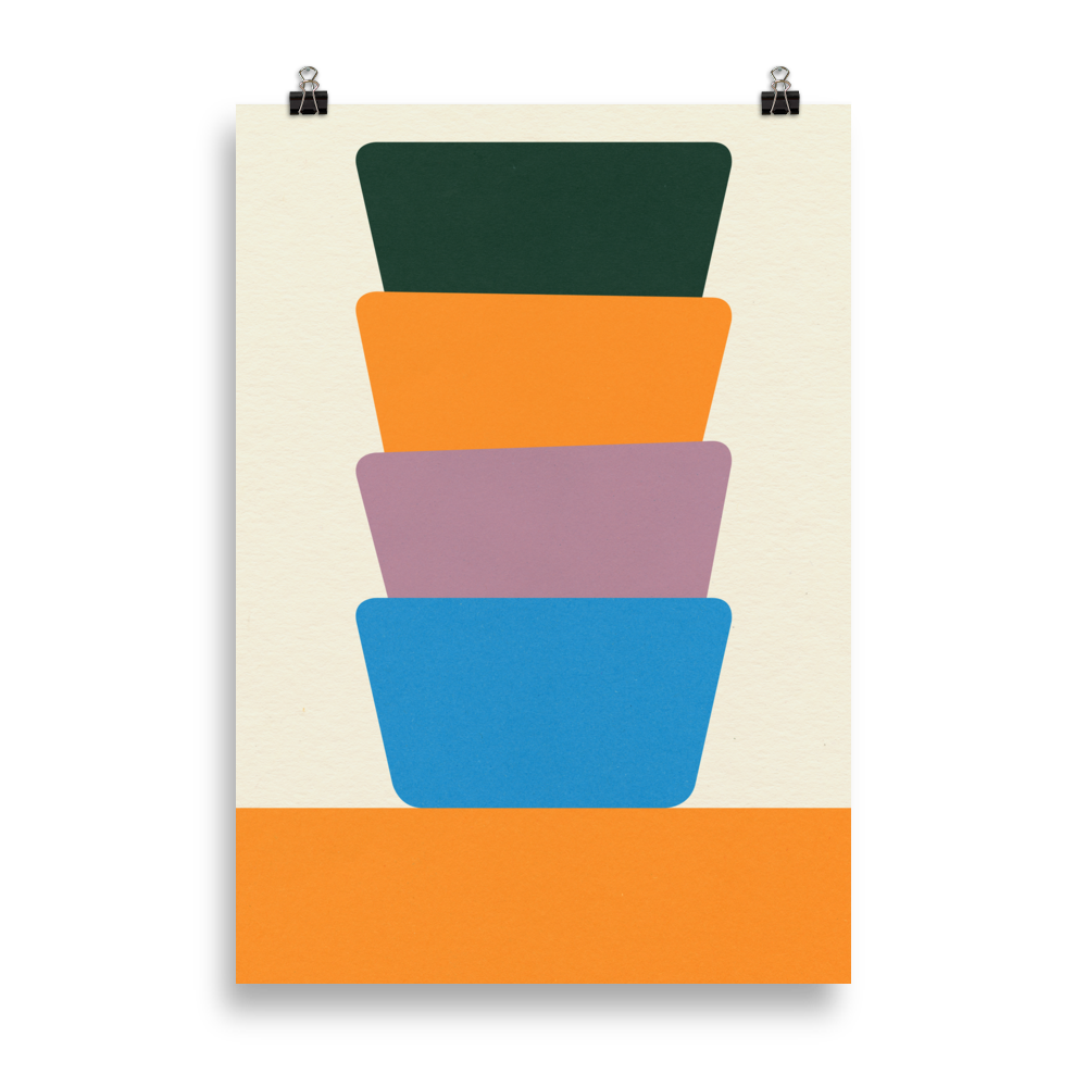 Poster Art Print Illustration – Four Plastic Bowls