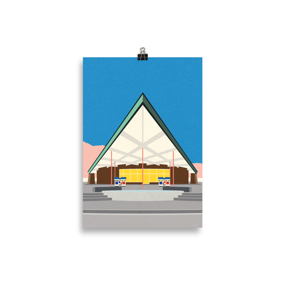 Poster Art Print Illustration – Albert Frey Tramway Gas Station Palm Springs