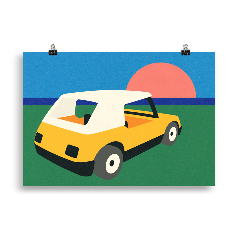 Poster Art Print Illustration – Sunset Car