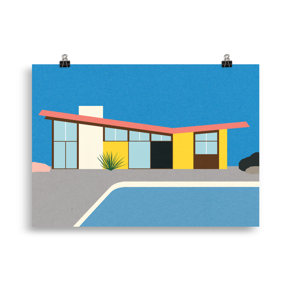 Poster Art Print Illustration – Krisel Butterfly Roof Palm Springs
