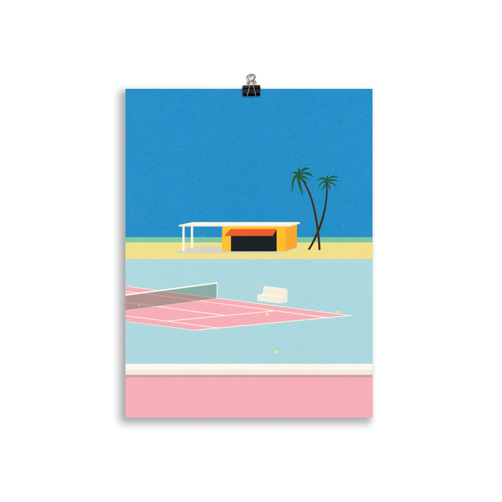 Poster Art Print Illustration – Tennis By The Beach