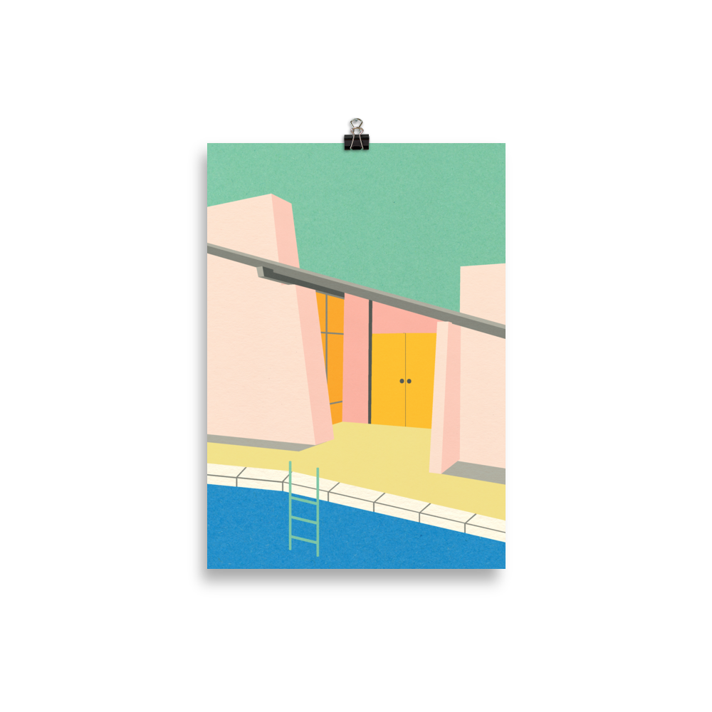Poster Art Print Illustration – Mid Century Pool House