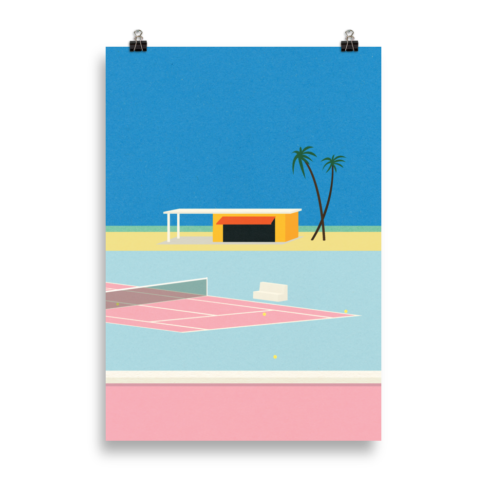Poster Art Print Illustration – Tennis By The Beach